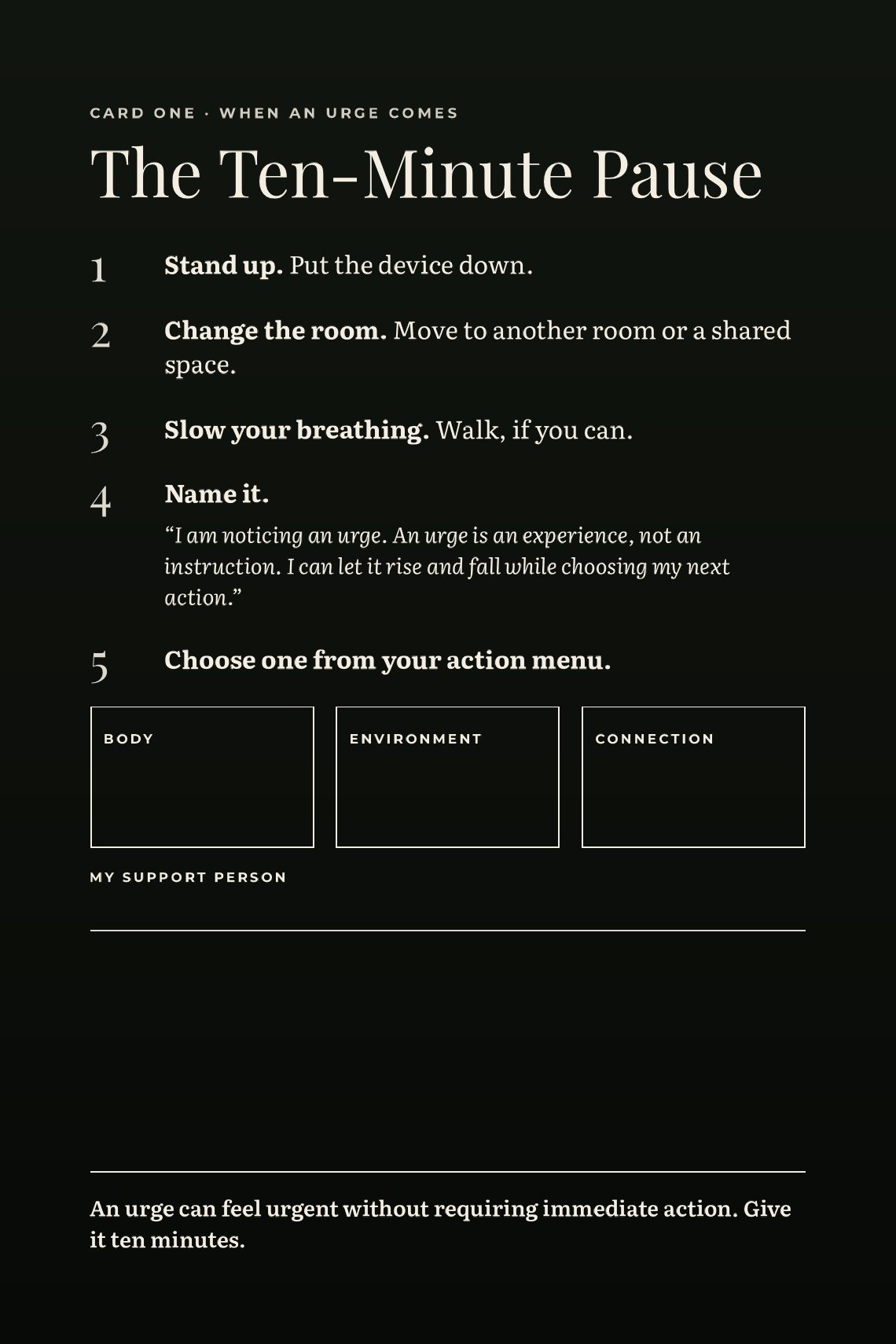 The Ten-Minute Pause rescue card