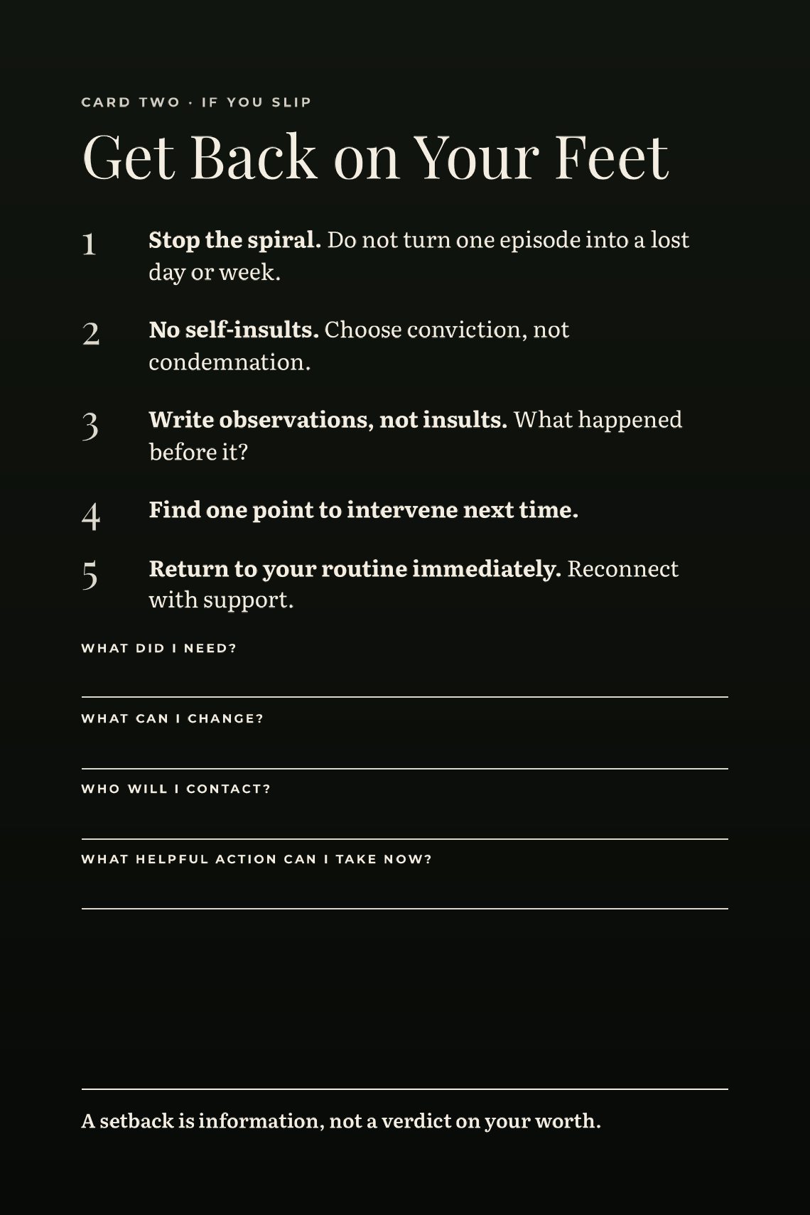 The Get Back on Your Feet card